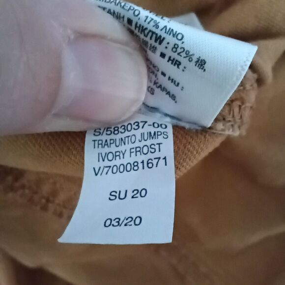 Gap Trapunto Jumpsuit Romper Overalls Tan Ivory Buttons Womens 8 Adjustable - Picture 9 of 10